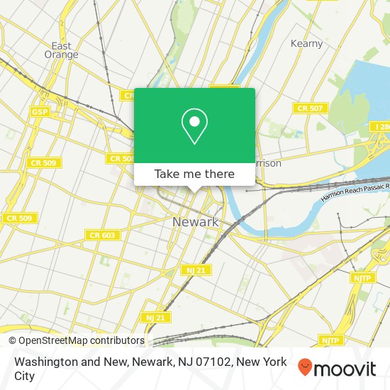 Mapa de Washington and New, Newark, NJ 07102