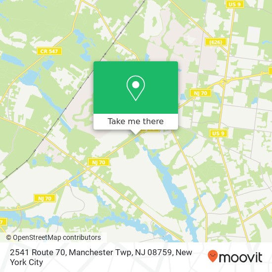 Mapa de 2541 Route 70, Manchester Twp, NJ 08759