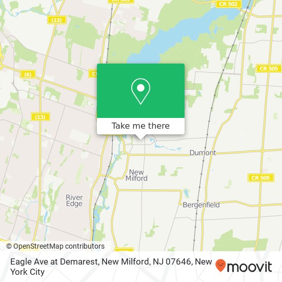 Mapa de Eagle Ave at Demarest, New Milford, NJ 07646