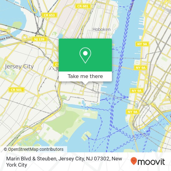 Mapa de Marin Blvd & Steuben, Jersey City, NJ 07302