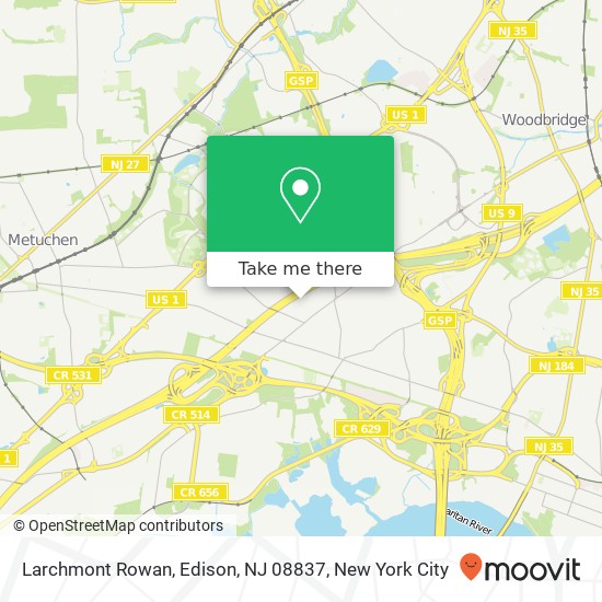 Mapa de Larchmont Rowan, Edison, NJ 08837