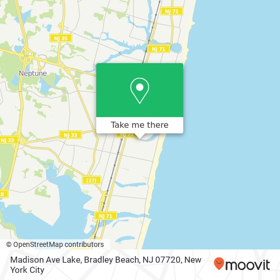 Madison Ave Lake, Bradley Beach, NJ 07720 map