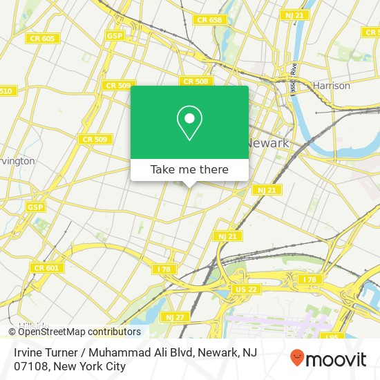 Irvine Turner / Muhammad Ali Blvd, Newark, NJ 07108 map