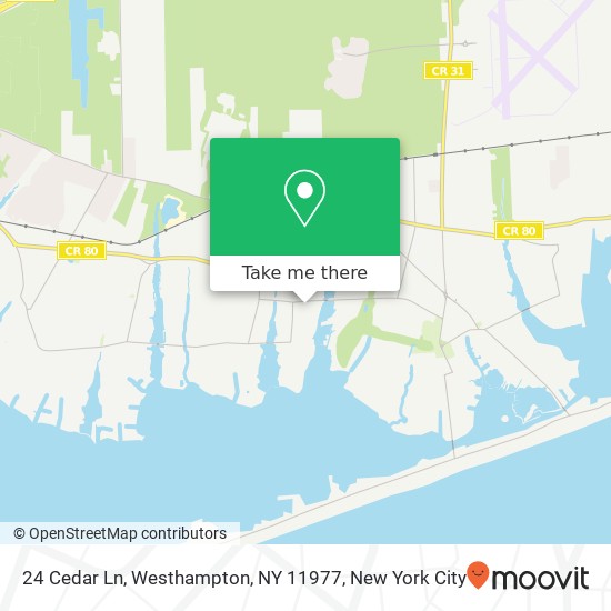 Mapa de 24 Cedar Ln, Westhampton, NY 11977