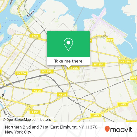 Mapa de Northern Blvd and 71st, East Elmhurst, NY 11370