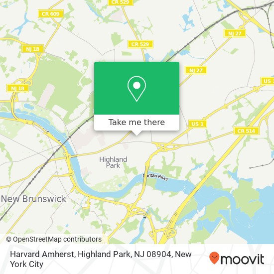 Mapa de Harvard Amherst, Highland Park, NJ 08904