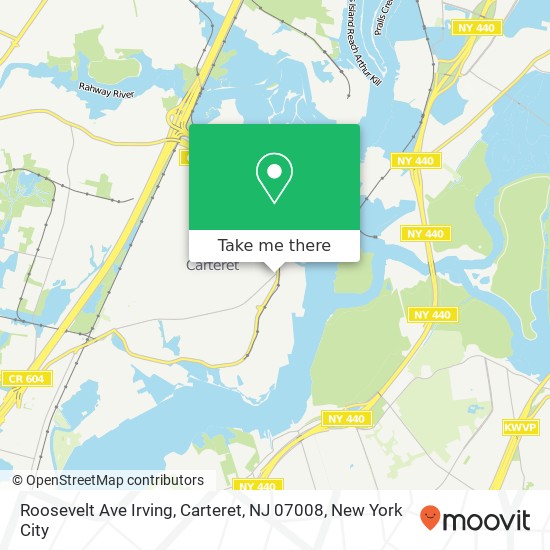 Mapa de Roosevelt Ave Irving, Carteret, NJ 07008