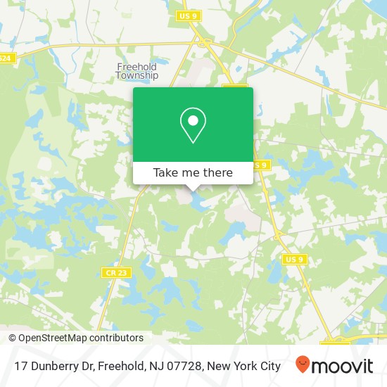 Mapa de 17 Dunberry Dr, Freehold, NJ 07728