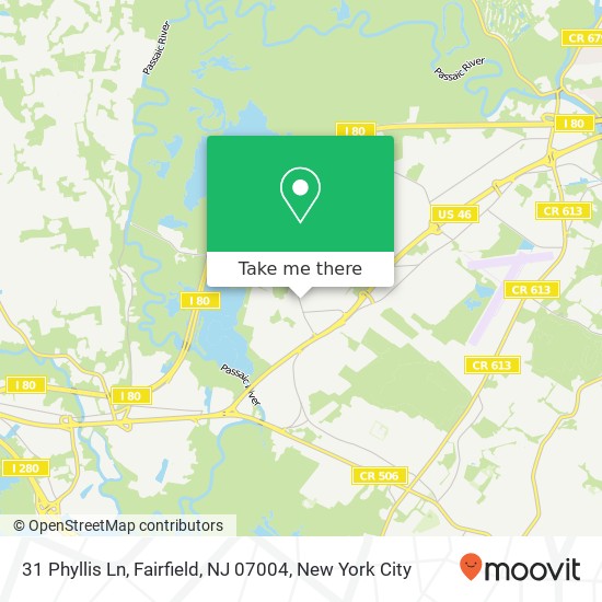 Mapa de 31 Phyllis Ln, Fairfield, NJ 07004