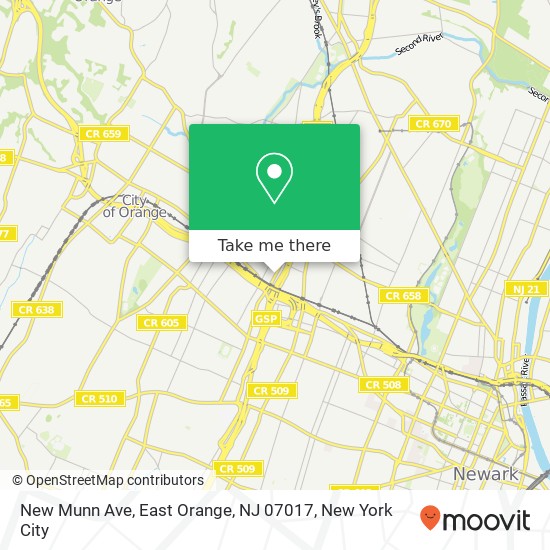 Mapa de New Munn Ave, East Orange, NJ 07017