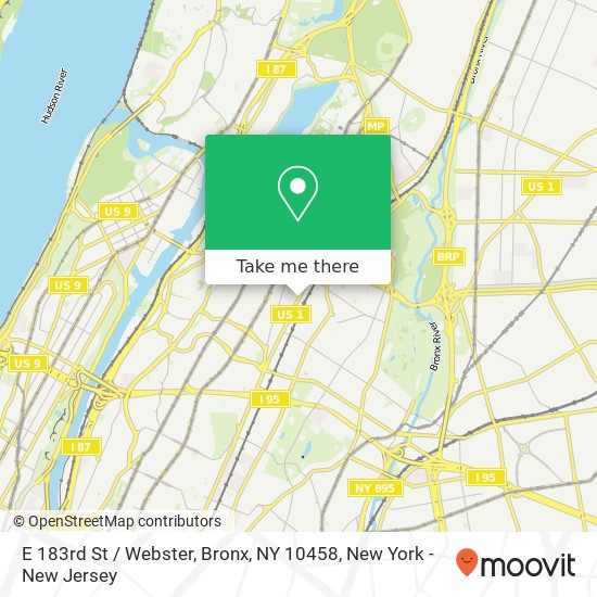 Mapa de E 183rd St / Webster, Bronx, NY 10458