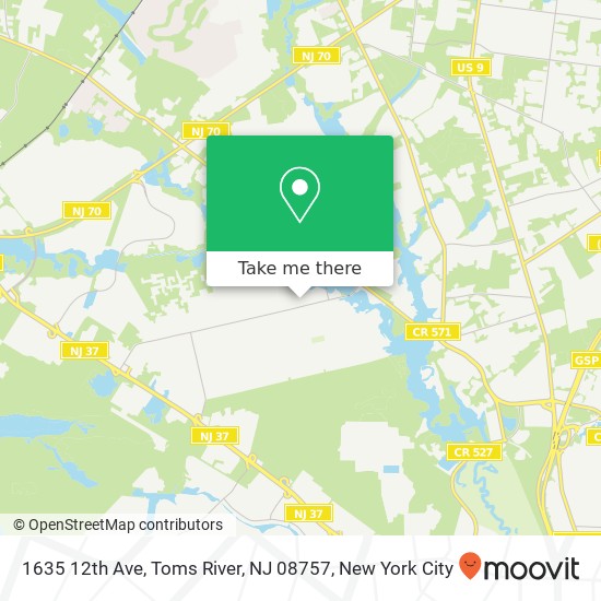 Mapa de 1635 12th Ave, Toms River, NJ 08757