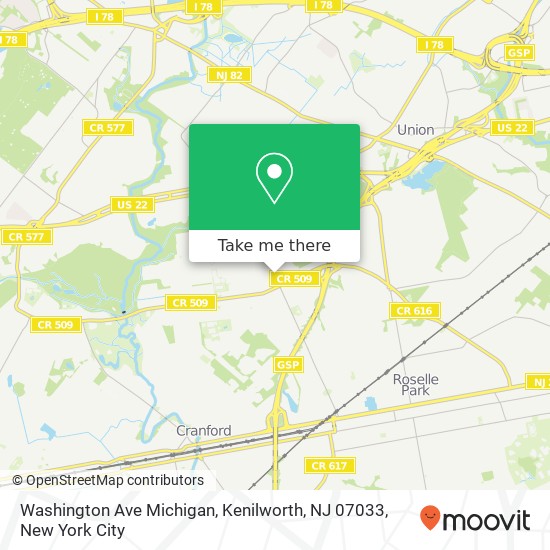 Washington Ave Michigan, Kenilworth, NJ 07033 map
