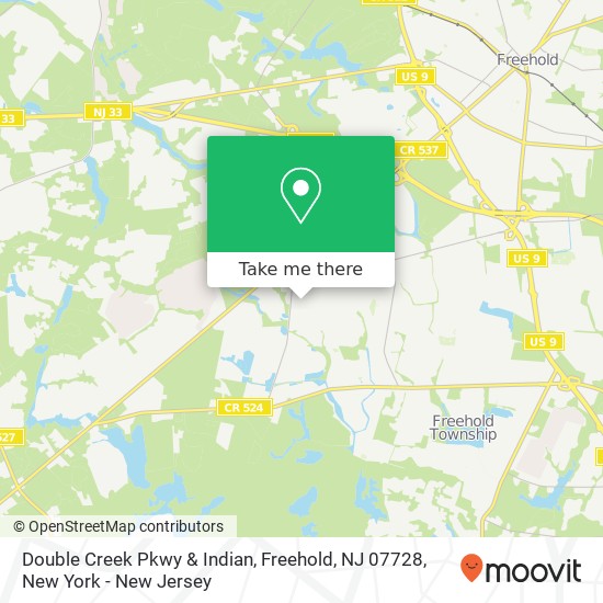 Mapa de Double Creek Pkwy & Indian, Freehold, NJ 07728