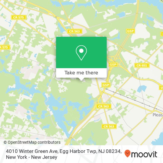 Mapa de 4010 Winter Green Ave, Egg Harbor Twp, NJ 08234