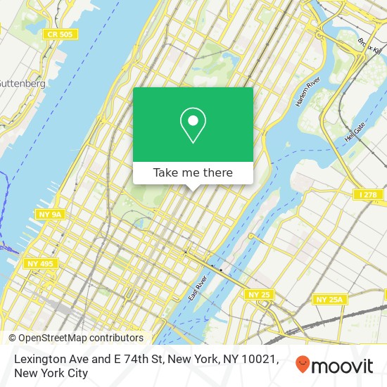 Mapa de Lexington Ave and E 74th St, New York, NY 10021