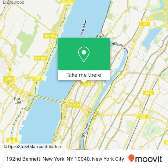 192nd Bennett, New York, NY 10040 map