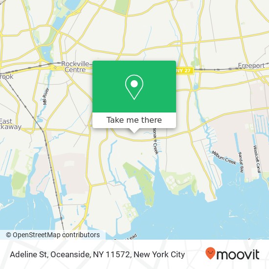 Mapa de Adeline St, Oceanside, NY 11572