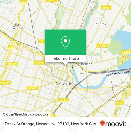 Mapa de Essex St Orange, Newark, NJ 07102