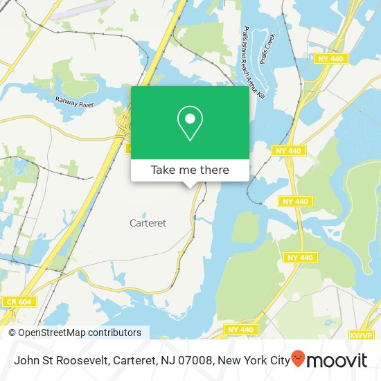 Mapa de John St Roosevelt, Carteret, NJ 07008