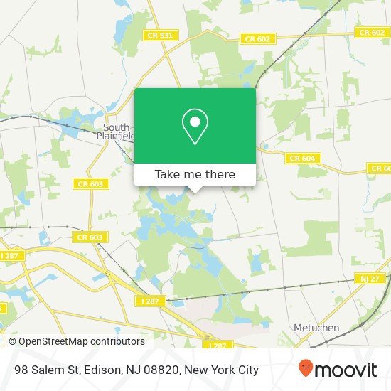 Mapa de 98 Salem St, Edison, NJ 08820