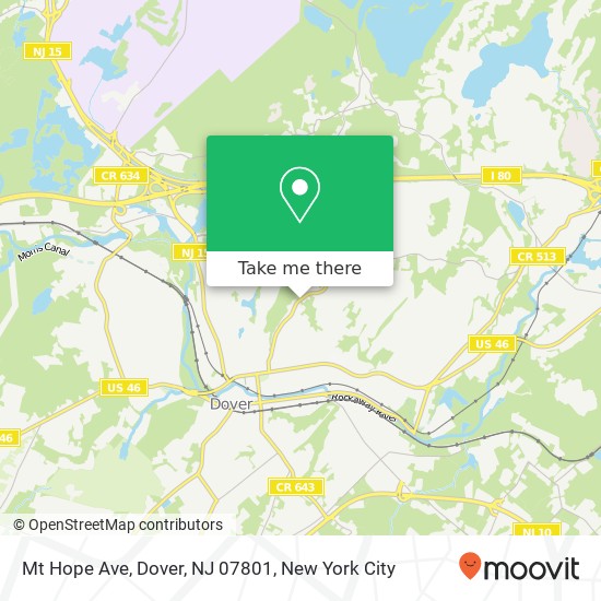 Mapa de Mt Hope Ave, Dover, NJ 07801