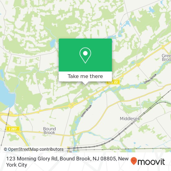 Mapa de 123 Morning Glory Rd, Bound Brook, NJ 08805