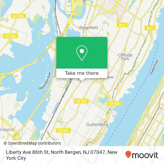 Mapa de Liberty Ave 86th St, North Bergen, NJ 07047