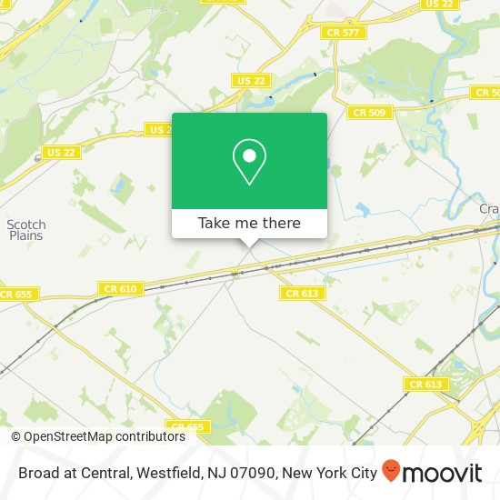 Mapa de Broad at Central, Westfield, NJ 07090