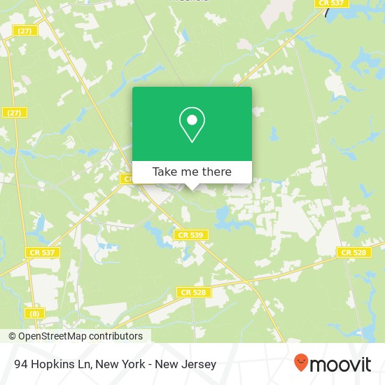 Mapa de 94 Hopkins Ln, Cream Ridge, NJ 08514