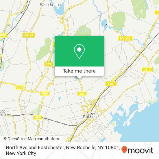 North Ave and Eastchester, New Rochelle, NY 10801 map