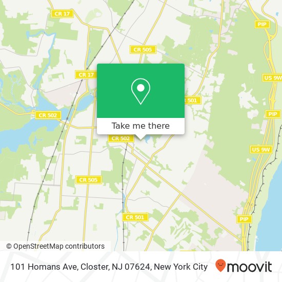 Mapa de 101 Homans Ave, Closter, NJ 07624