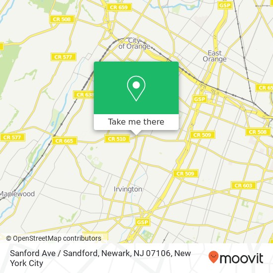 Mapa de Sanford Ave / Sandford, Newark, NJ 07106