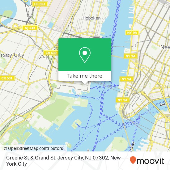 Mapa de Greene St & Grand St, Jersey City, NJ 07302