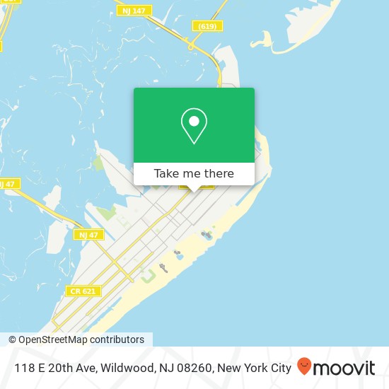 Mapa de 118 E 20th Ave, Wildwood, NJ 08260