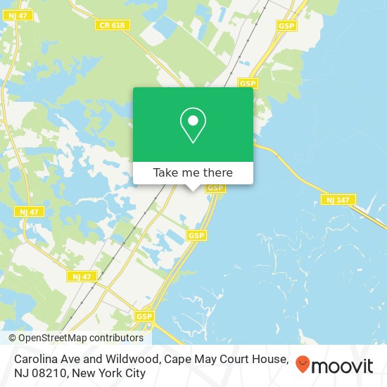 Mapa de Carolina Ave and Wildwood, Cape May Court House, NJ 08210