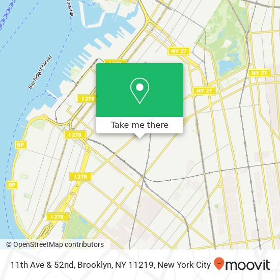 Mapa de 11th Ave & 52nd, Brooklyn, NY 11219