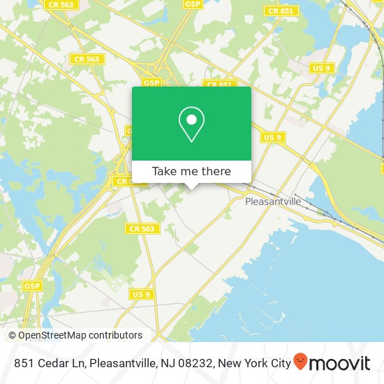 Mapa de 851 Cedar Ln, Pleasantville, NJ 08232