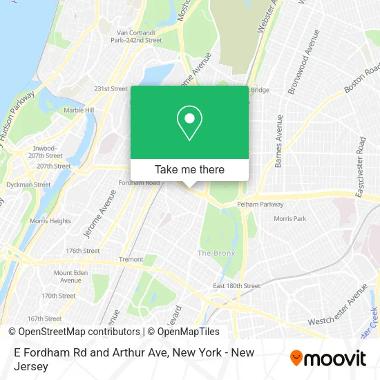 E Fordham Rd and Arthur Ave map