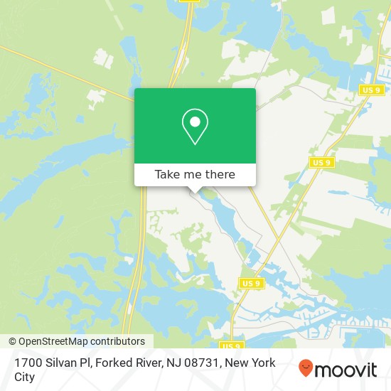 Mapa de 1700 Silvan Pl, Forked River, NJ 08731