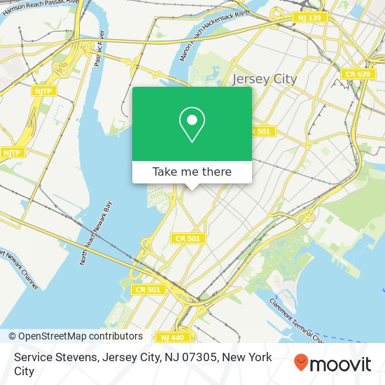 Mapa de Service Stevens, Jersey City, NJ 07305