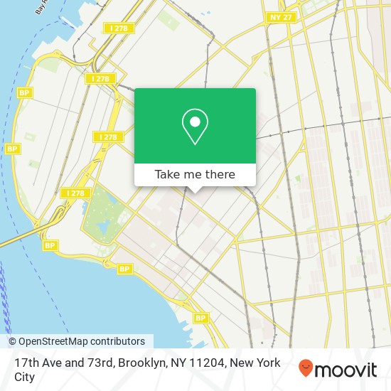 Mapa de 17th Ave and 73rd, Brooklyn, NY 11204