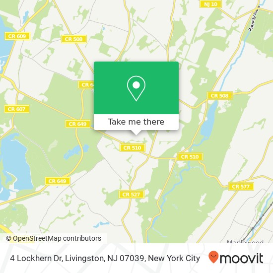 Mapa de 4 Lockhern Dr, Livingston, NJ 07039