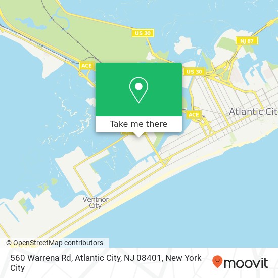 Mapa de 560 Warrena Rd, Atlantic City, NJ 08401