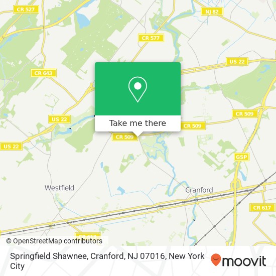 Springfield Shawnee, Cranford, NJ 07016 map