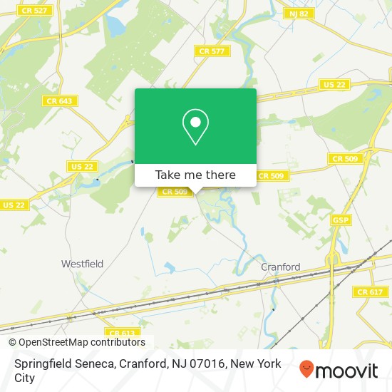 Mapa de Springfield Seneca, Cranford, NJ 07016