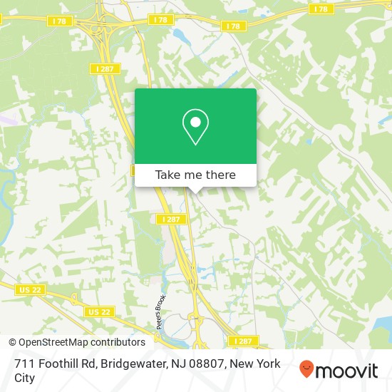 Mapa de 711 Foothill Rd, Bridgewater, NJ 08807