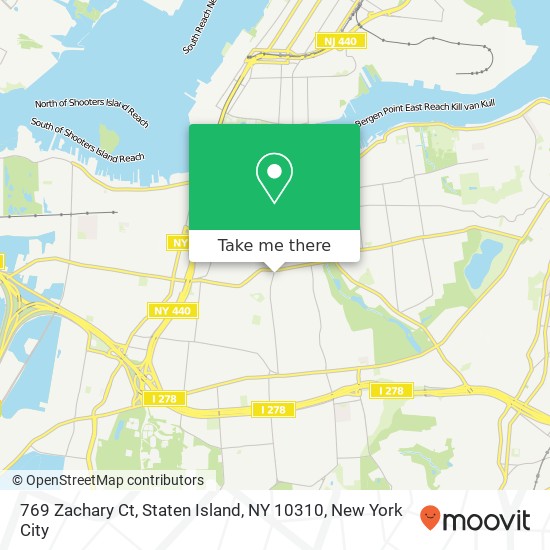Mapa de 769 Zachary Ct, Staten Island, NY 10310