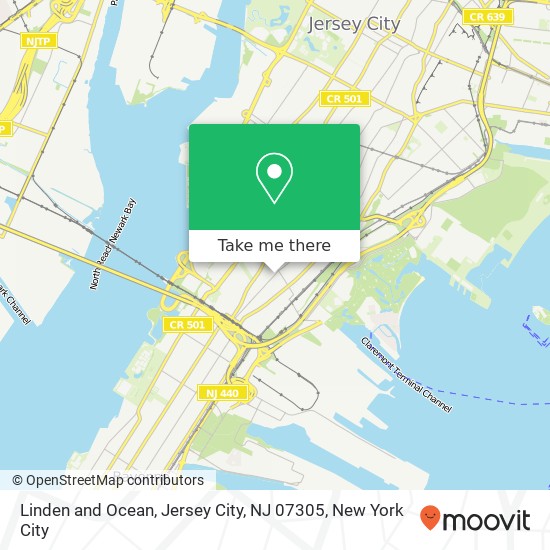 Mapa de Linden and Ocean, Jersey City, NJ 07305