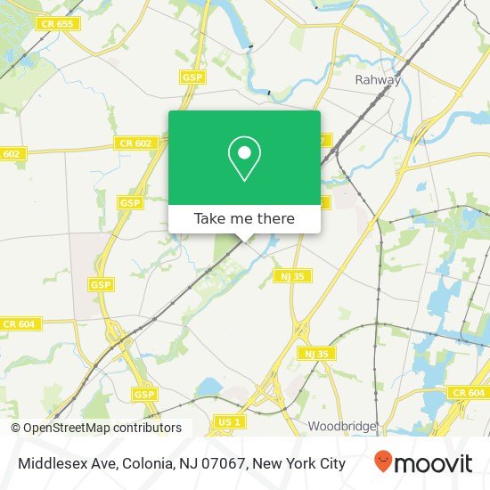 Mapa de Middlesex Ave, Colonia, NJ 07067